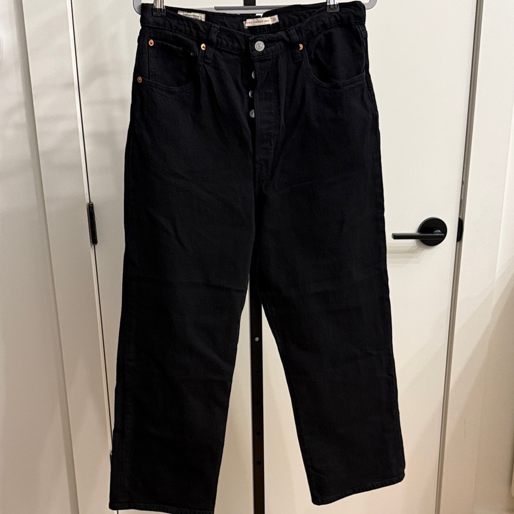 Levi's Women's Ribcage Straight Ankle High Rise Black Denim Jeans